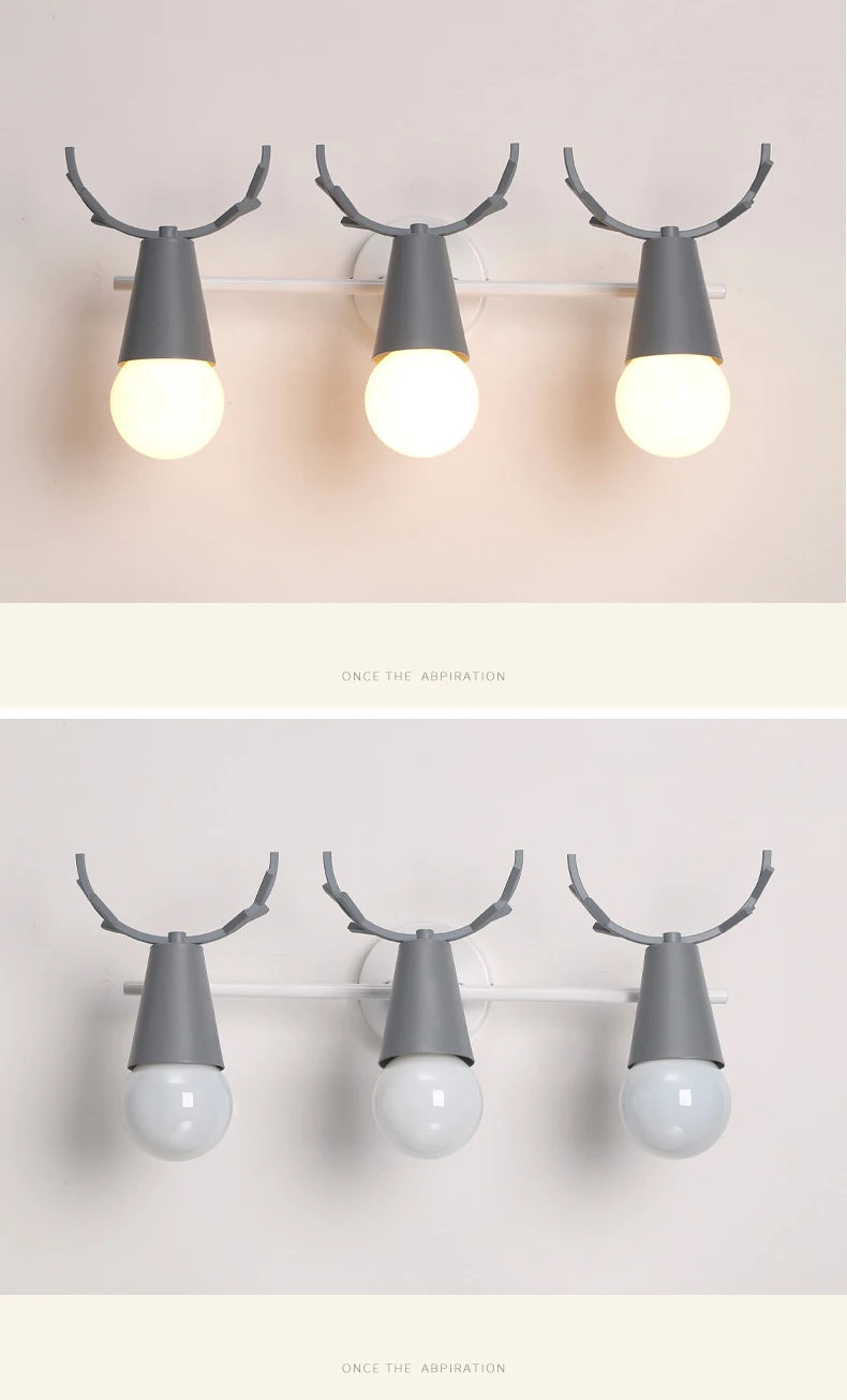 creative Nordic style single multihead antler Living room indoor metal material warm light wall lamp