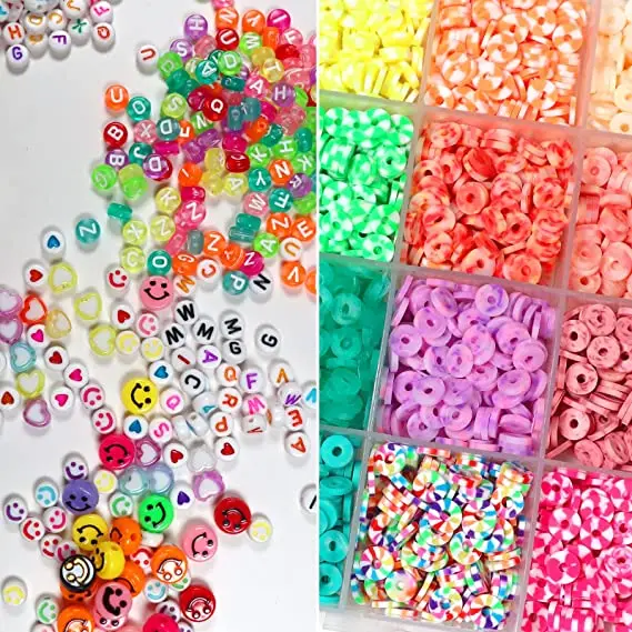 13200PCS 84 Colors Flat Round Polymer Clay Beads Kit Heishi Alphabet Letter Beads for Jewelry Bracelet Necklace Making