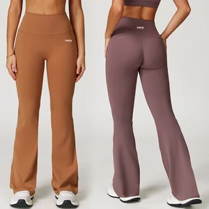 Custom Size Nylon High Waisted Flared Yoga Leggings Workout Tight Fitness Yoga Wear Butt Lifting Women Yoga Leggings