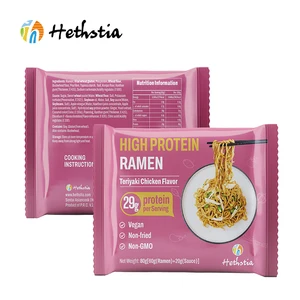 Non GMO High Protein Ramen Teriyaki Chicken Vegan 29g Protein Air Dried Noodles