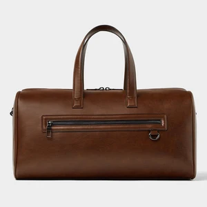 Custom Logo Vantage Leather Men's Travel Duffel Weekender Overnight Carryall Bag for Men