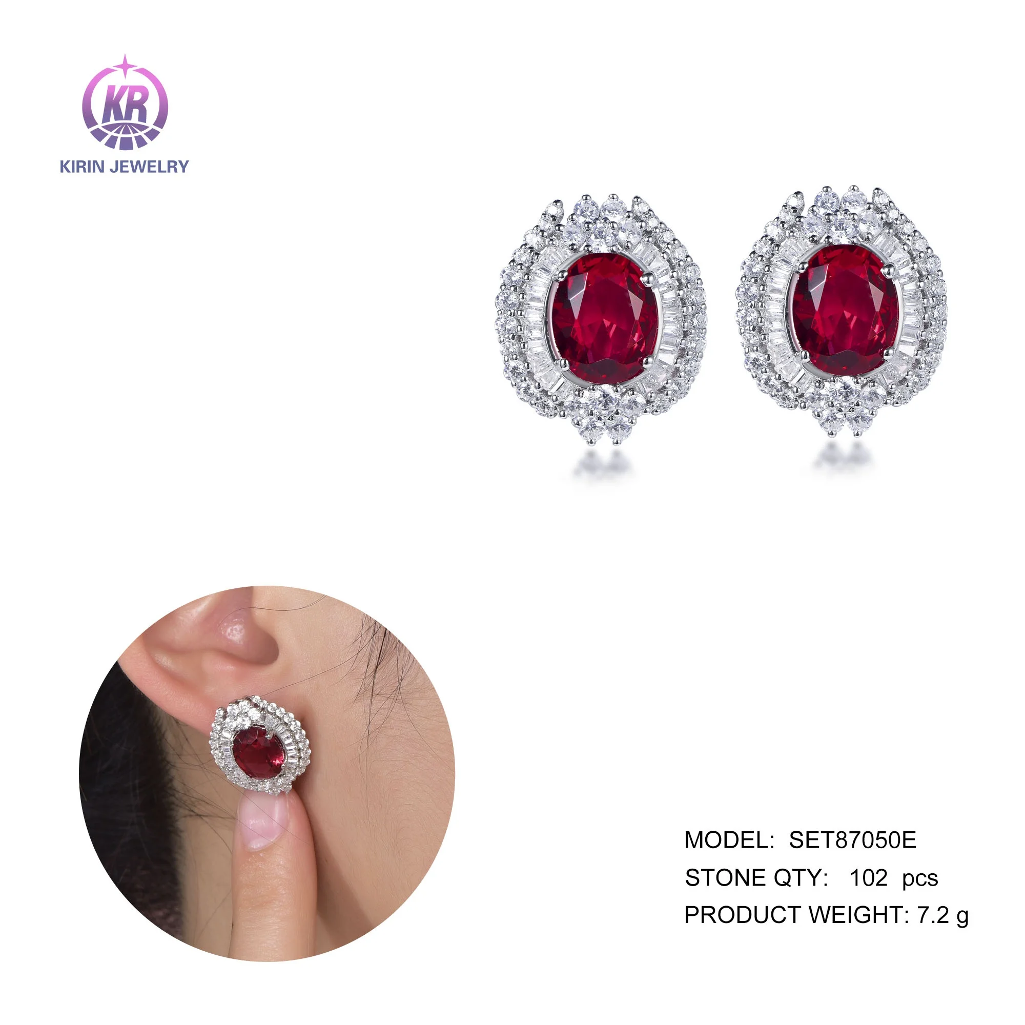 red corundum gemstone fine earrings natural ruby 925 sterling silver stud earrings