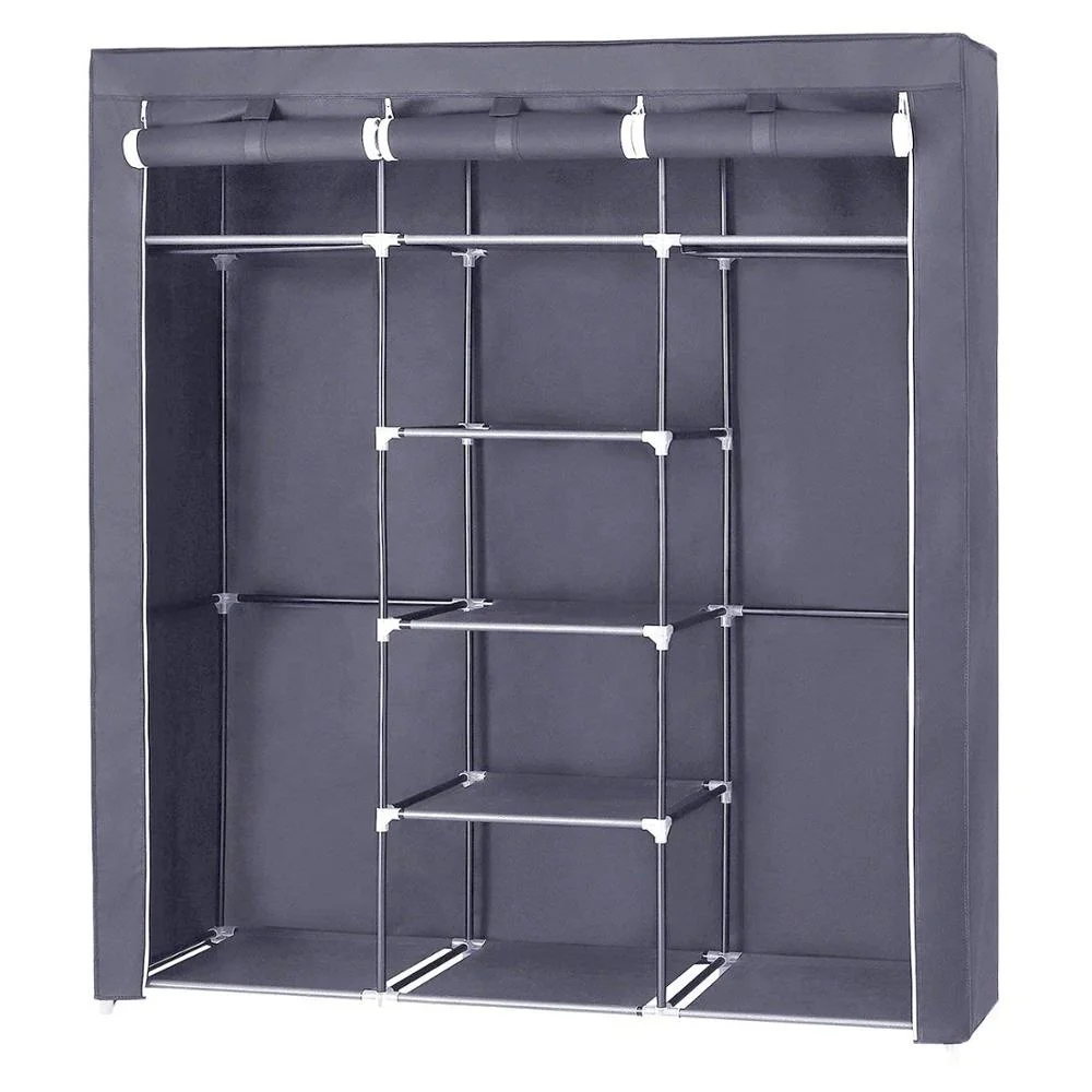 Folding Fabric Portable Bedroom Wardrobe with Metal Frame Non Woven Fabric Large Size Wardrobe