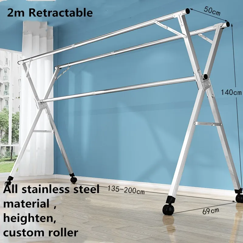 Colgador de ropa de pie de 1,5 m, 2M, 2,4 m de longitud, tendedero plegable  retráctil para ropa, tendedero plegable para interiores, tendedero para