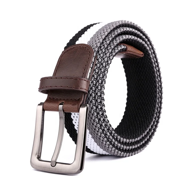 High Quality Elastic Braided Double Thickening Golf Belts With Metal Buckle Material For Mens