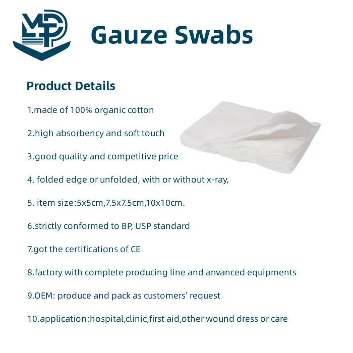 OEM Gauze Swab Pad 4ply 8ply 12ply 16ply X-ray Detectable Folded Edge Non Sterile Medical First Aid Sponge manufacture