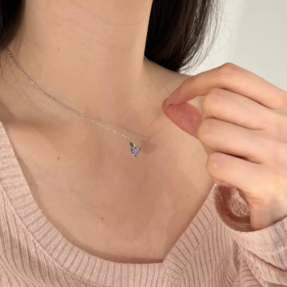 KAKODIY Special 925 Sterling Silver Fine Jewelry for Women 5A Cubic Zirconia Pendant Grape Necklace detail 4