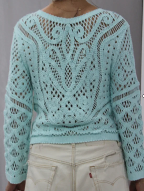 Ladies Hollow Crochet Special Plane Sweater-long Sleeve, Short Version, Suitable For Party Shopping, Vacation - Image 5