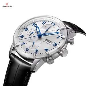 Custom logo 42mm Formal Automatic Watch AR Sapphire Mirror Multi-function Chronograph Mechanical Men's Watch with Calendar