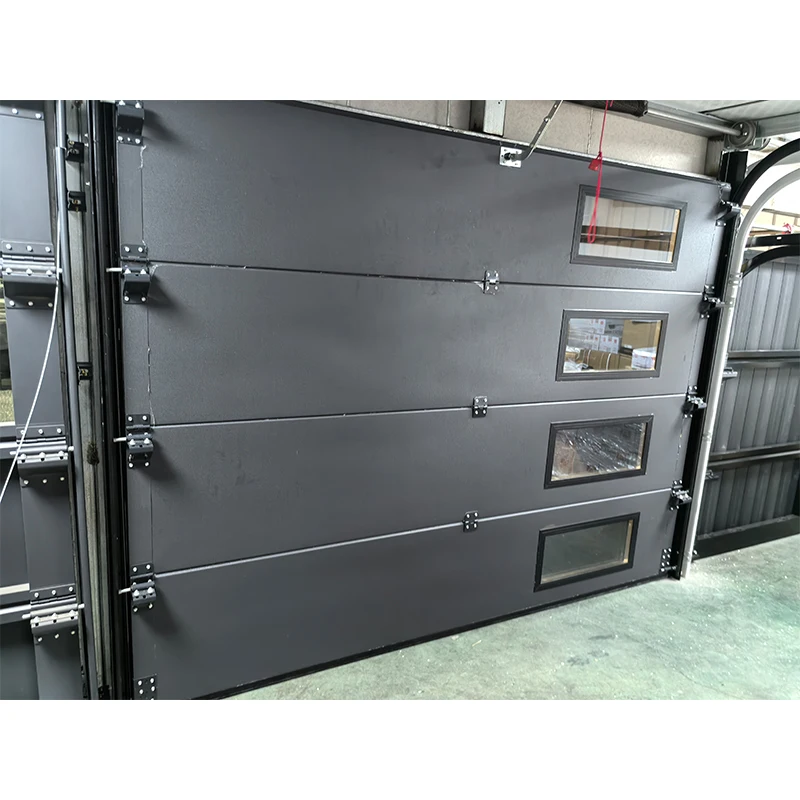 Aluminum alloy frosted modern new black combined automatic garage door