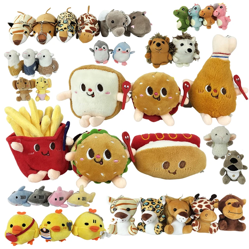 Custom Mini Stuffed Animal Plush Keychains Toys Rabbit Bear Sheep Shark ...