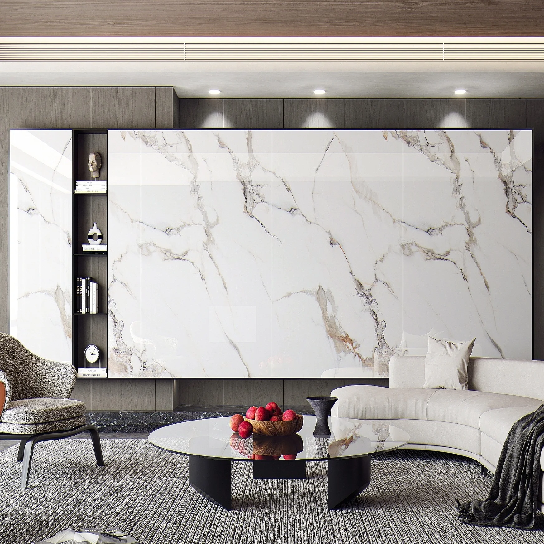 Interior Decoration Faux Marble WPC Bamboo Solid Board PVC UV Sheet Waterproof 9mm Plain Plate Indoor Background WPC Wall Panel