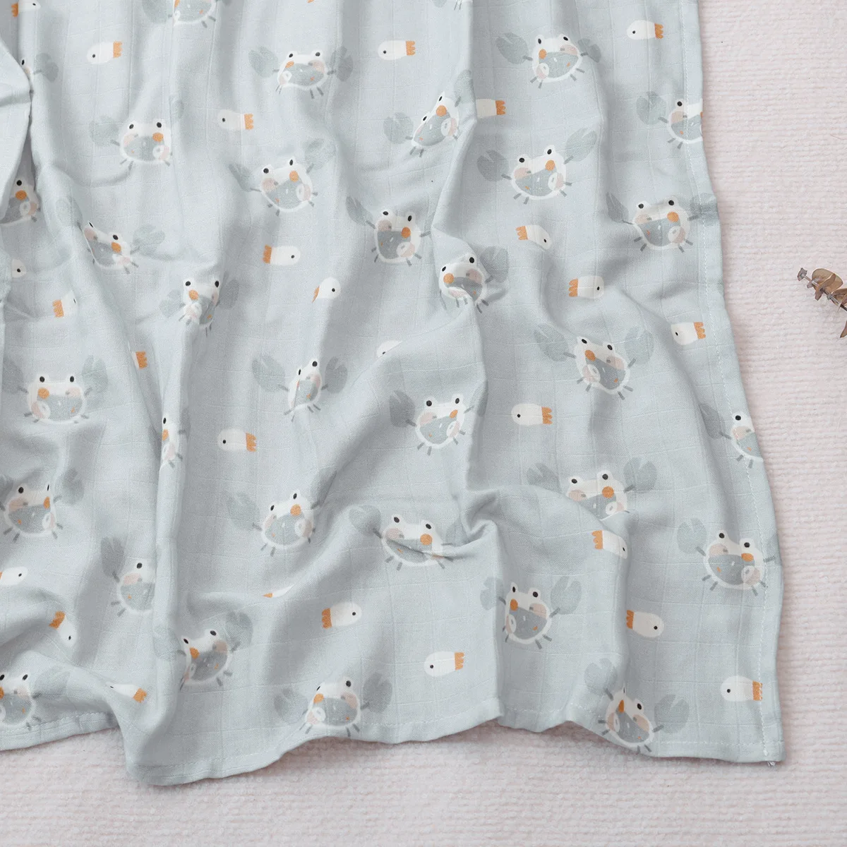 Happy Flute Custom Swaddle Blanket Breathable Cotton Muslin Soft Receiving Baby Blanket Neutral Swaddle Wrap