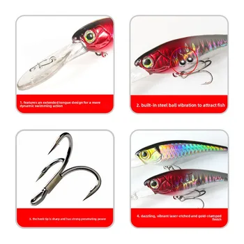 ABS 6g/10g Artificial Hard Bait Pumping Stop Bait Long Tongue Mino Hover Mino Hooks Mandarin Fish Perch Wild Fishing – Hard Lure – view 4