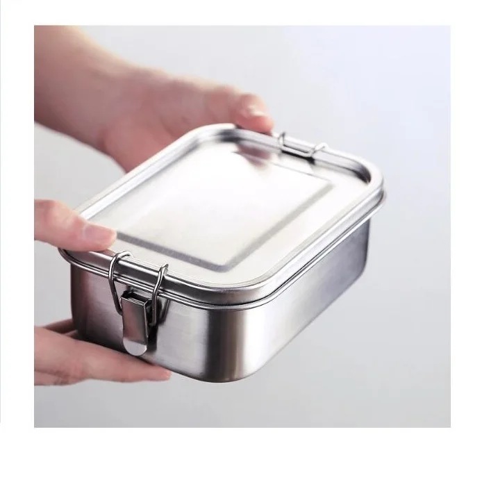 LeakProof Food Container Bento Removable Silicone Seal and Lock Clips  800ml 1200ml 1400ml Stainless Steel Lunch Box