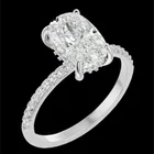 9x7mm cushion cut 18k white gold pave band hidden halo faceting crushed ice Ring diameter 20.2mm Ring