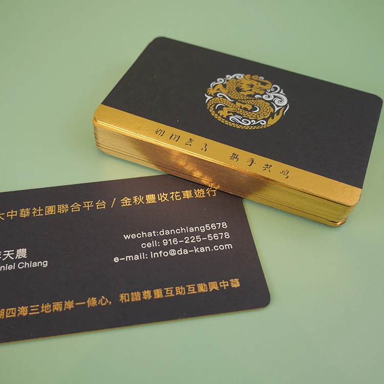 Custom Visiting Paper Card Luxury Black VIP ID Business Card Printing With Gold Foil Stamping Logo