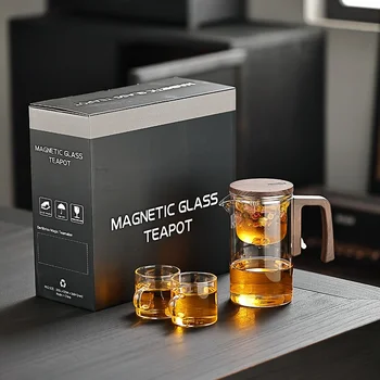 Elegant Classic Cup Tea Pot with Magnetic Tea Infuser and Glass Filter Home Brewing Artifact for Tea-Water Separation
