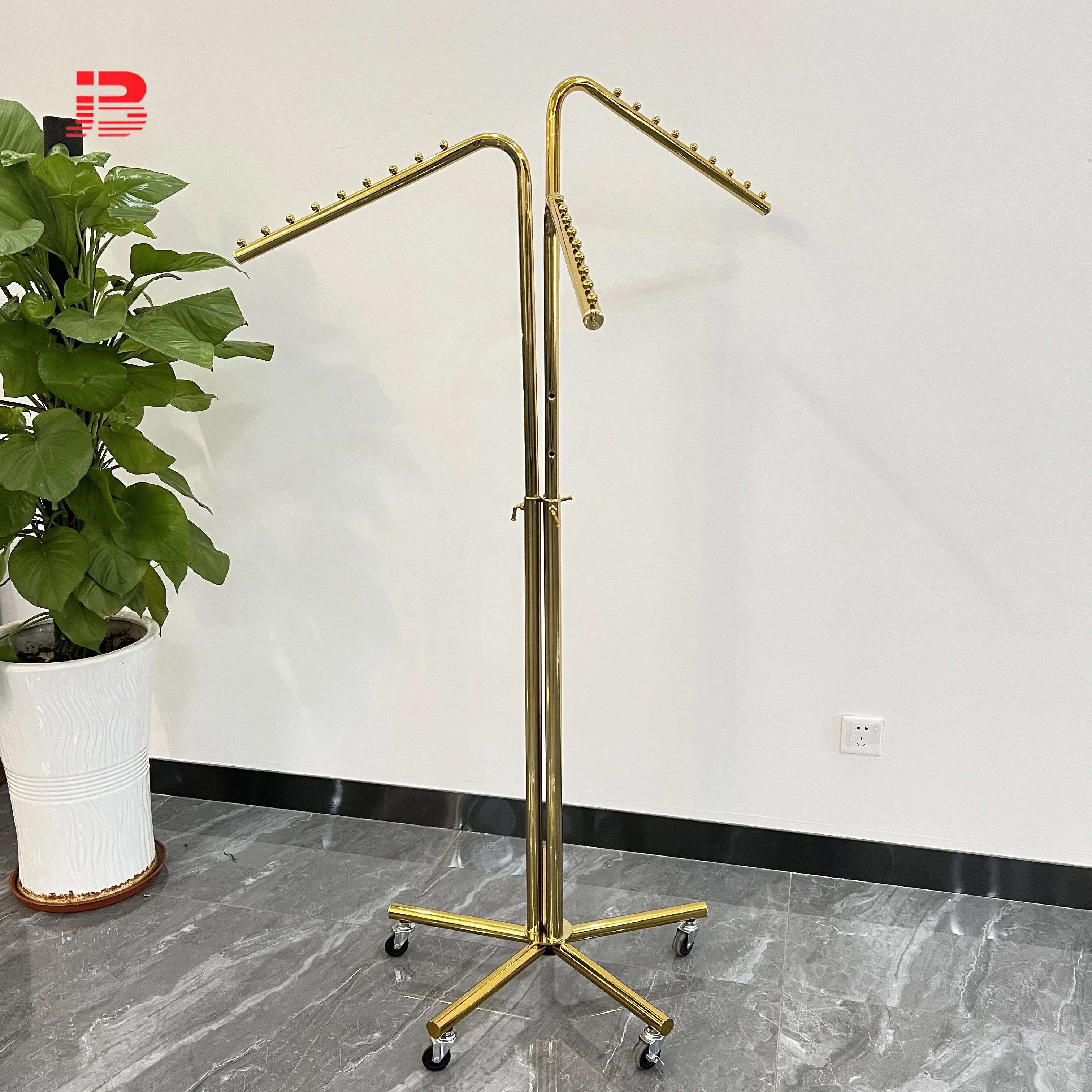 Heavy-duty Metal Garment Gold Clothing Display Rack supplier