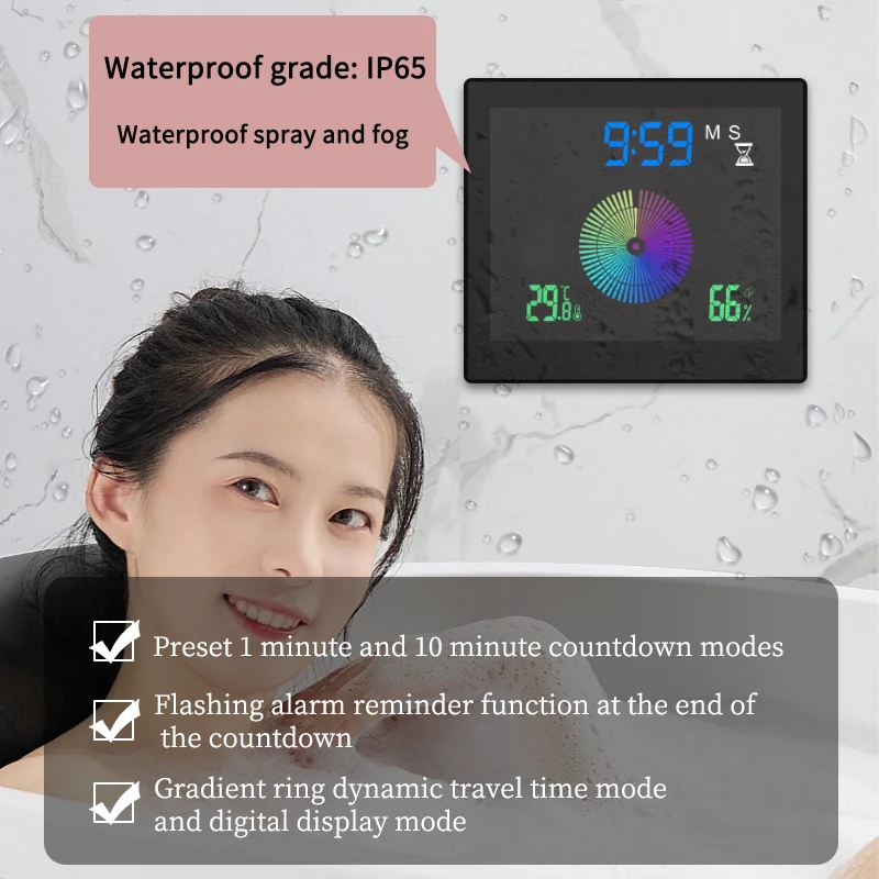 Bathroom Suction Cups Waterproof Countdown Timer Shower Wall Clock