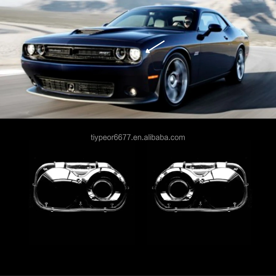 product tiypeor auto headlamp glass lens replacement for dodge challenger srt hellcat 2008   2023 left side headlight lens covers-3