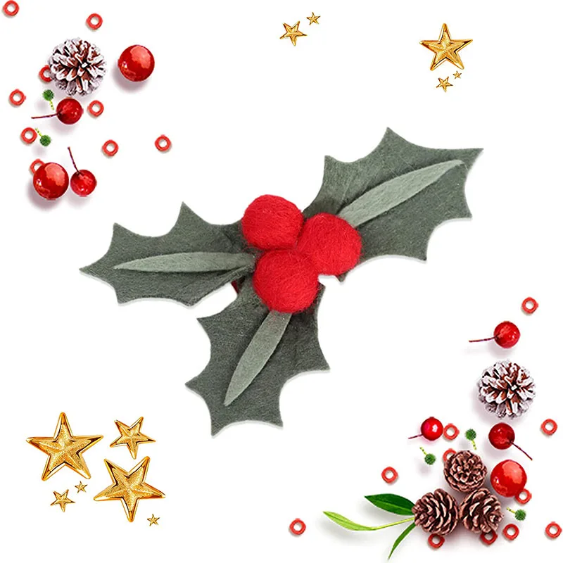 Рождественские аксессуары для волос из фетра повязка на голову красного с ягодами Падуба