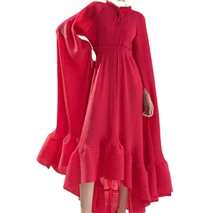 European American Style Women's Fashionable Loose Temptation Long Dress Ruffle Collar Cape Design Dress Plus Size Women