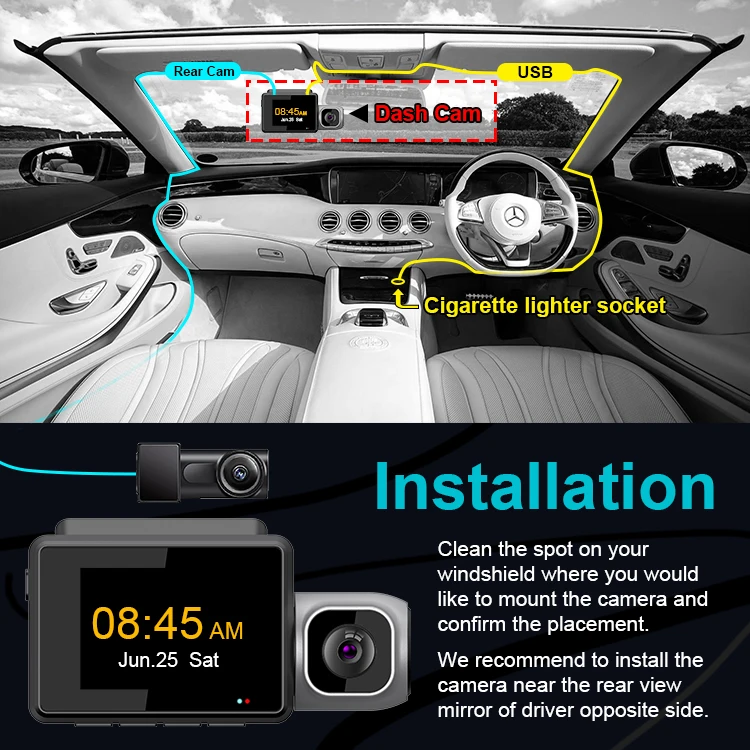 4k And 1080p And 2k Three Channel Builtin Wifi App Contral Hidden Dash