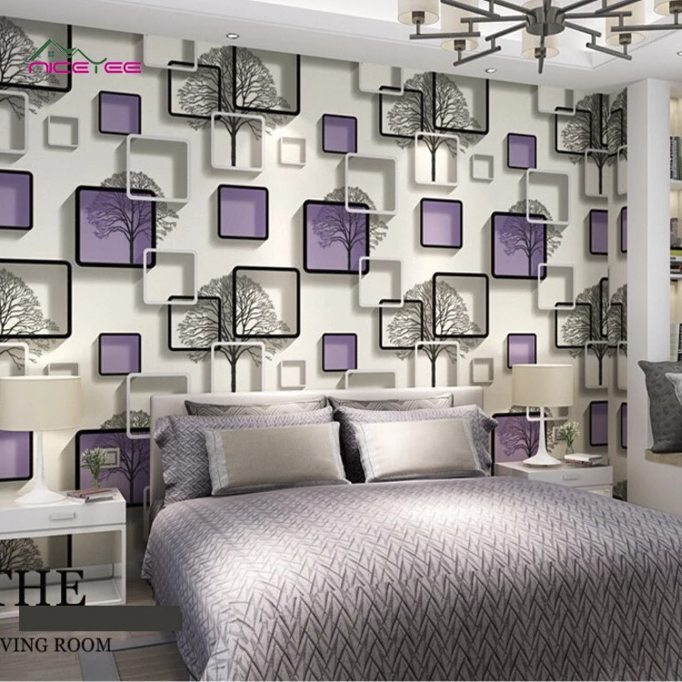 Beautiful Geometric Frame Tree Design Square Dekoration Wall Paper Wallpaper for Wall Deco