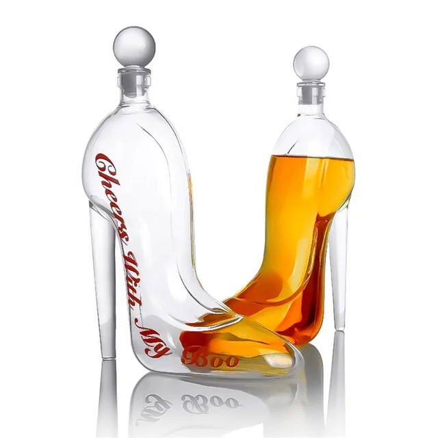 750ml custom clear unique high borosilicate whiskey rum liquor high-heeled shoes glass decanter