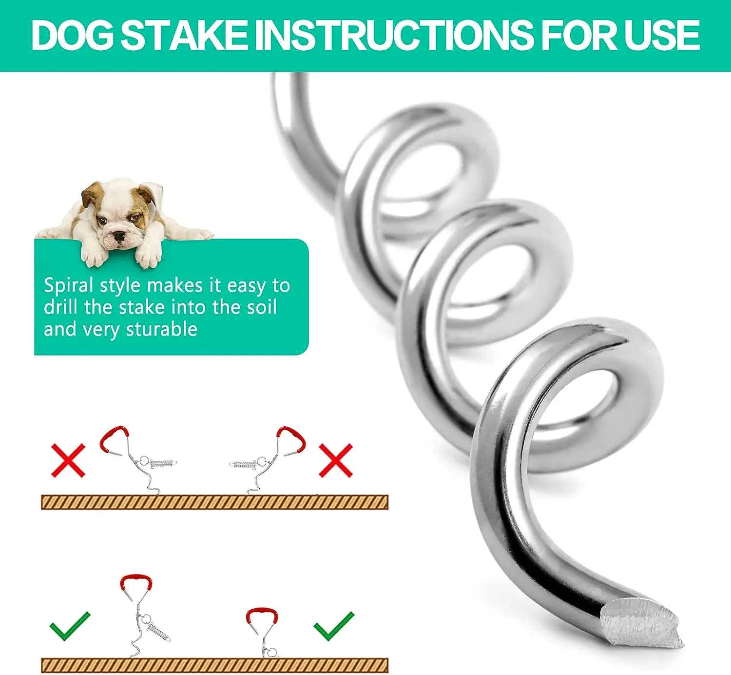Spiral Ground Heavy Duty Dog Tie Out Stake Swing Attach To Tie Out Cable Dog Yard Stake Buy