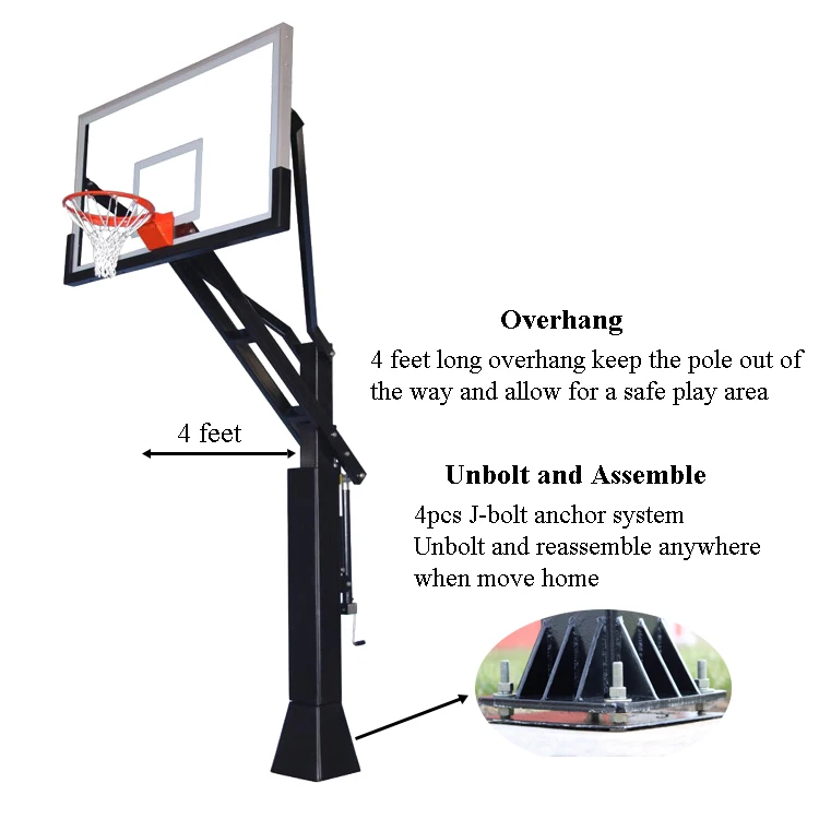 Professional Outdoor Inground Playing Basketball Hoop Custom Adjustable