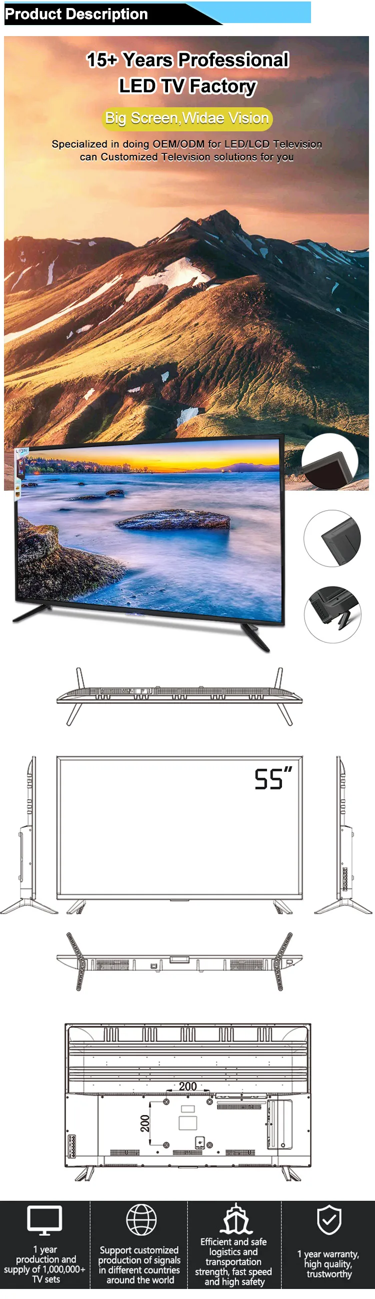 Supporto Staffa a Muro per TV da 14 a 55 Pollici 24 32 40 43 50 55  Televisione