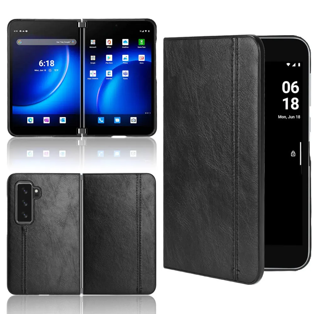 TPU PU Leather Business Simple Mobile Phone Case Foldable Cover For Microsoft Surface Duo1/2