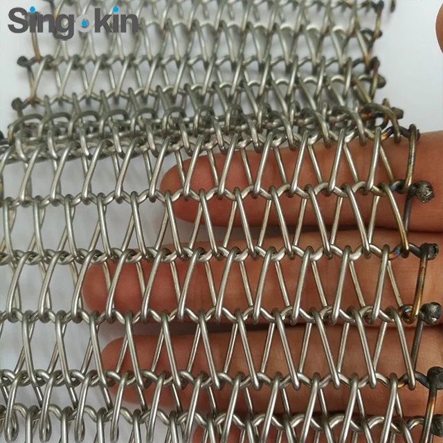 Stainless Steel Ss304 Chain Link Mesh Conveyor Belt Mesh Flush Grid  Conveyor Belt for Breadmaker