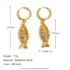 Full diamond koi pendant earrings - gold