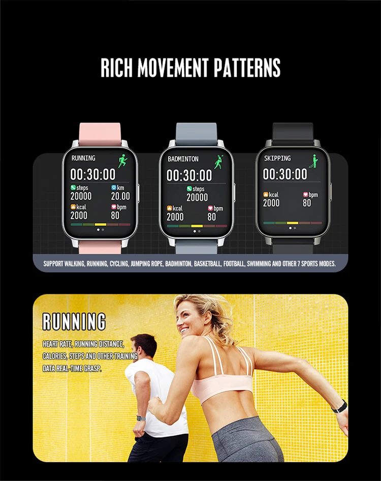 Custom Brand Hot Selling 1.69 Inches Big Touch Screen P36 Smartwatch with Heart Rate IP67 Waterproof Sports Amazon Smart Watch