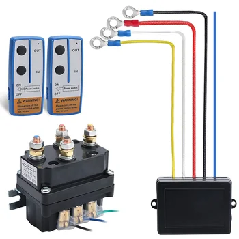 Akozon Wireless Winch Remote Control 12 V 24 V Wireless Electric Winch Motor Winch Remote Control Electric Winch Remote Control Gate Opener Remote Control Set For Car, ATV, Truck