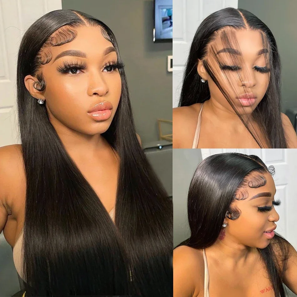 Parrucca frontale in pizzo trasparente HD Remy brasiliano dritto 13x6 per capelli umani da 30 a 32 pollici, parrucche frontali in pizzo dritto 360 per donne_voghion.com