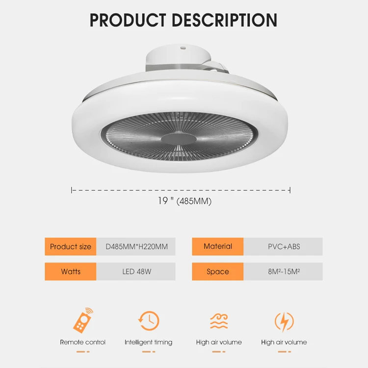 Low Noise Modern App Control Home Bedroom Living Room 220V Smart Led Ceiling Fan With Light and Remote Control