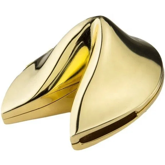 Fast Delivery Silver Good Luck Trinket Box Metal Fortune Cookie Box With Message Slip Inside for Gifts and Home Decor
