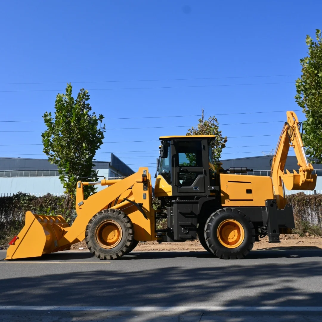Compact Tractor Backhoe Loader with Front Loader & Hydraulic Breaker - 360-Degree Rotation, 3-Point Hitch, 6T Capacity