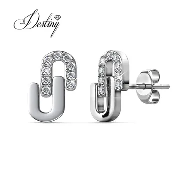 Sterling Silver 925 Premium Austrian Crystal Jewelry wholesale women fashion Union Stud Earrings Destiny Jewellery