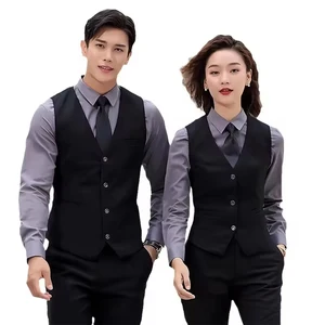 Professional Unisex Vestsuit for Front Desk Bar KTV Waiter Catering Hotel Work Clothes With Long Sleeves for Men and Women