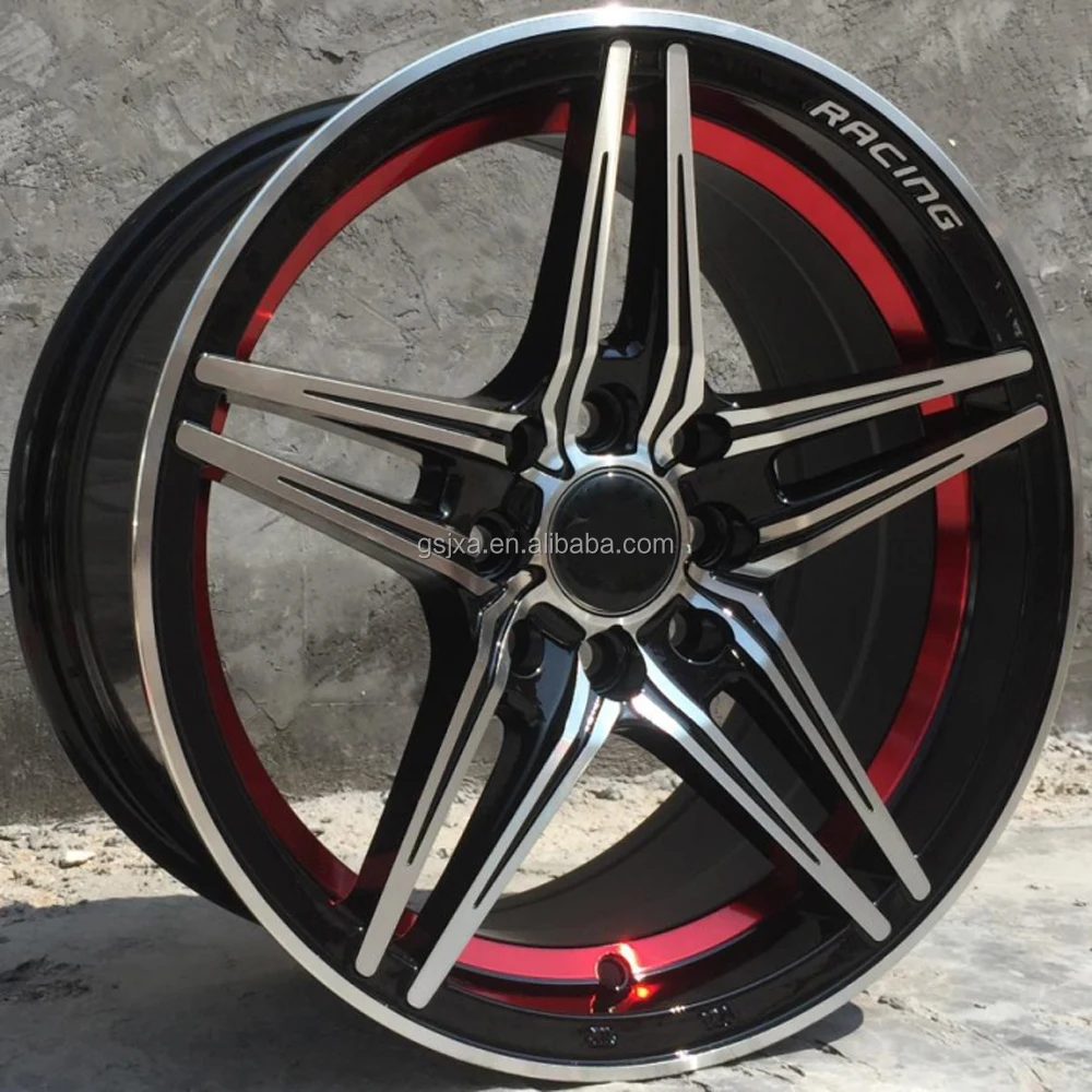 Wholesale Black And Red Rims 15 16 17 Inch 4 Lug 4x100 Wheels 4x114.3 Sport Rims For Japanese