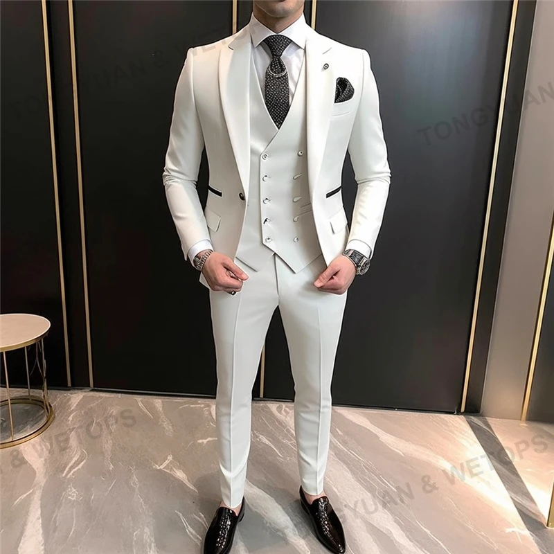 Plus Size Mens 3 Piece Groom Suits Big And Tall Blazer Tuxedo Vest ...