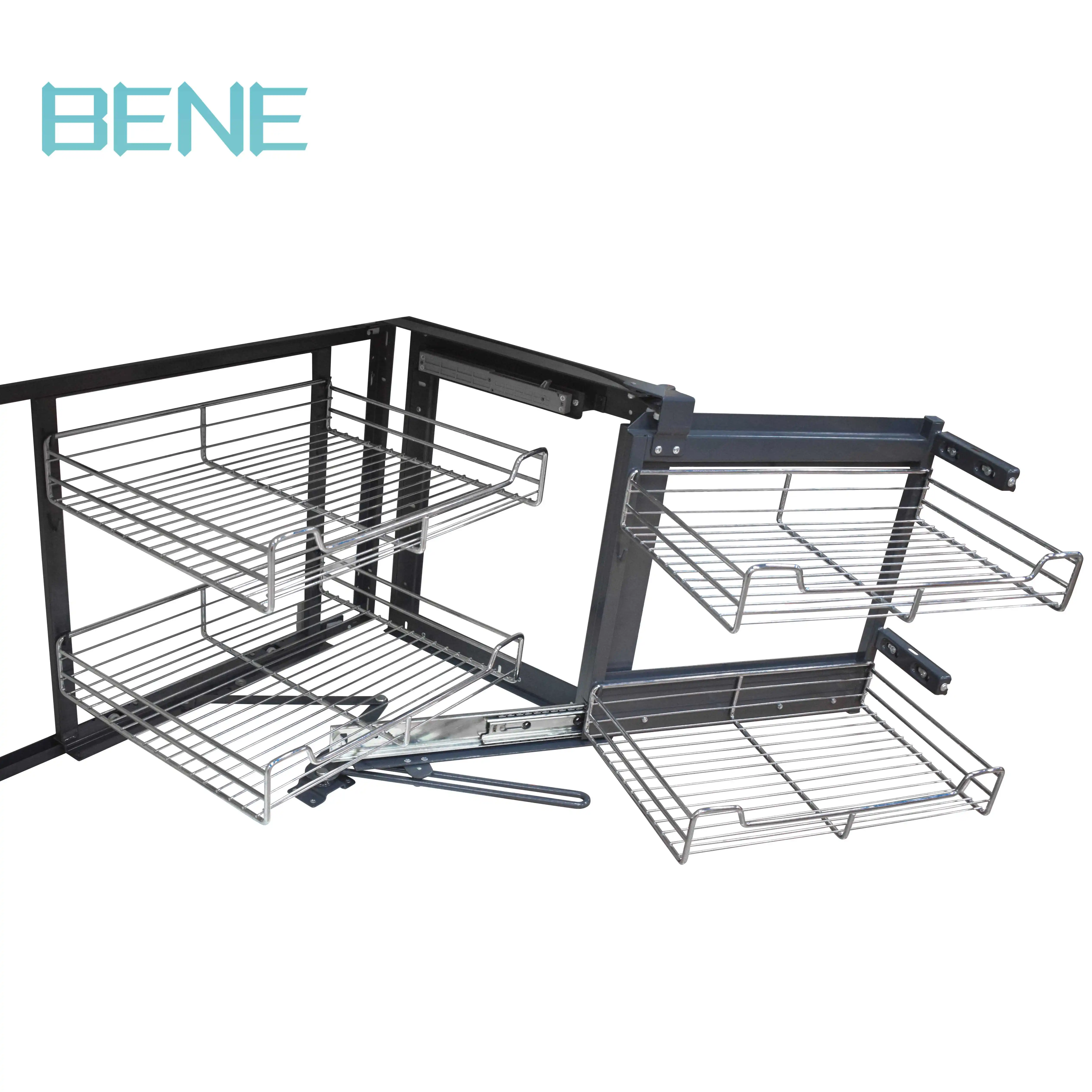 Modular Pullout Drawers Pull Out Basket Stainless Steel Hide Magic Corner for Kitchen Storage Cabinet