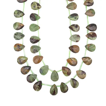 Wholesale 13 X18mm Natural GemStone Green Opal Handmade Loose Beads Teardrop Faceted for Jewelry Making