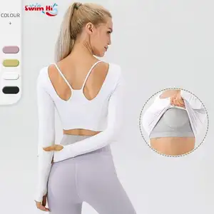 Winter Women Workout Top Long Sleeve Crop Top Yoga Gym Wear Active Wear Female