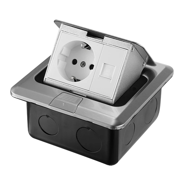 Electrical Power Floor Socket network socket information box  UK standard stainless steel Pop-up Floor Ground Outlet Socket